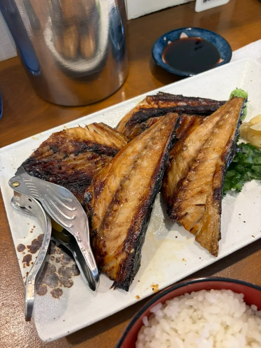 Plump flesh of the miso-grilled mackerel
