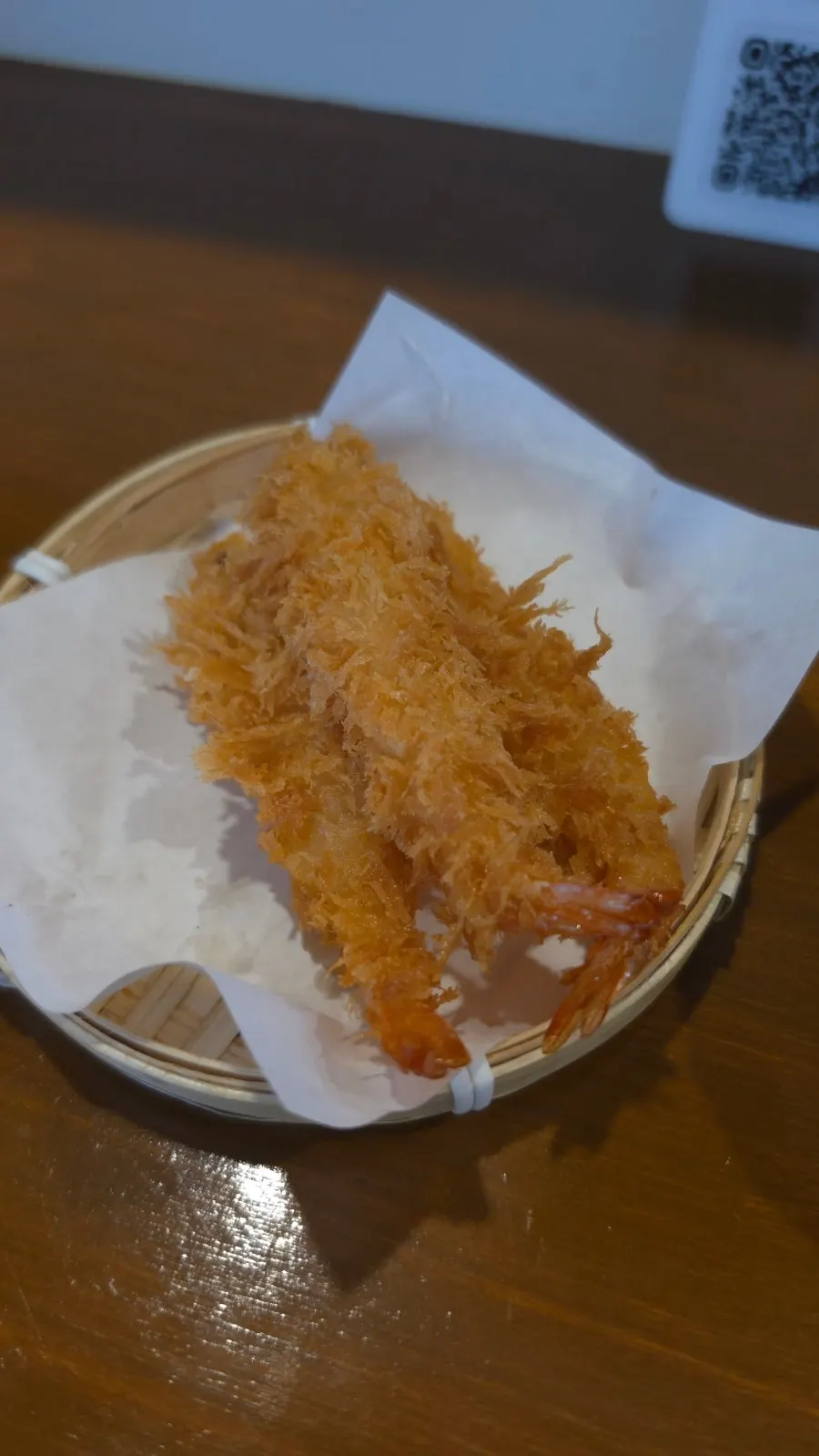 Plate of three pieces of shrimp tempura