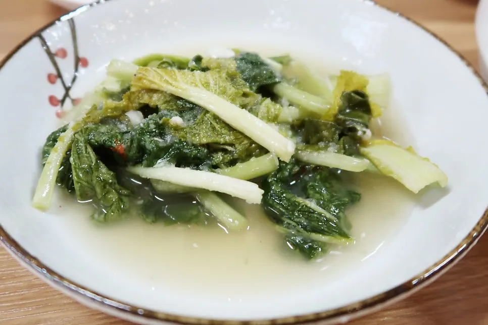 Seaweed soup served alongside the meal