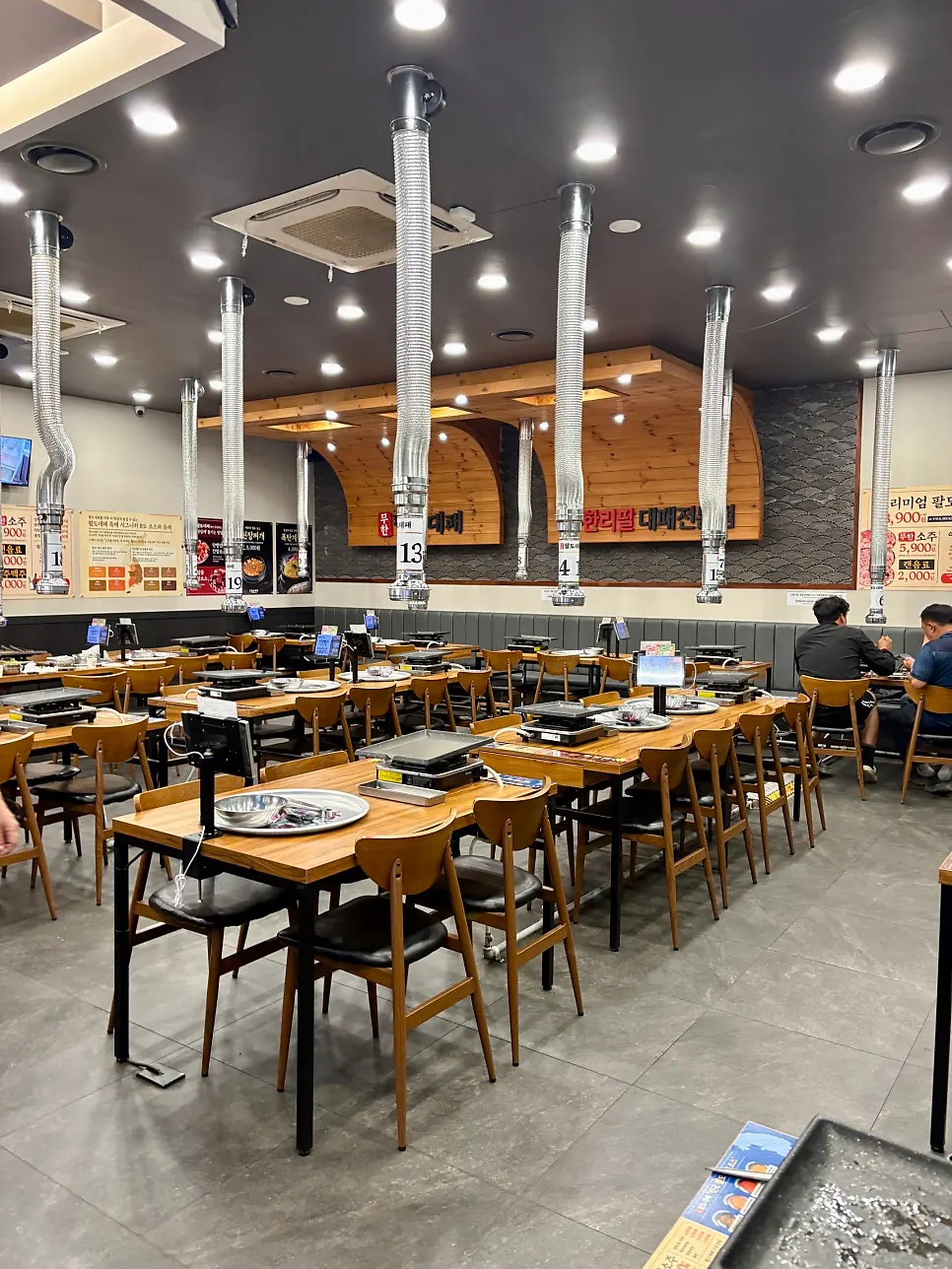 Interior with sign announcing all-you-can-eat 6 kinds of meat