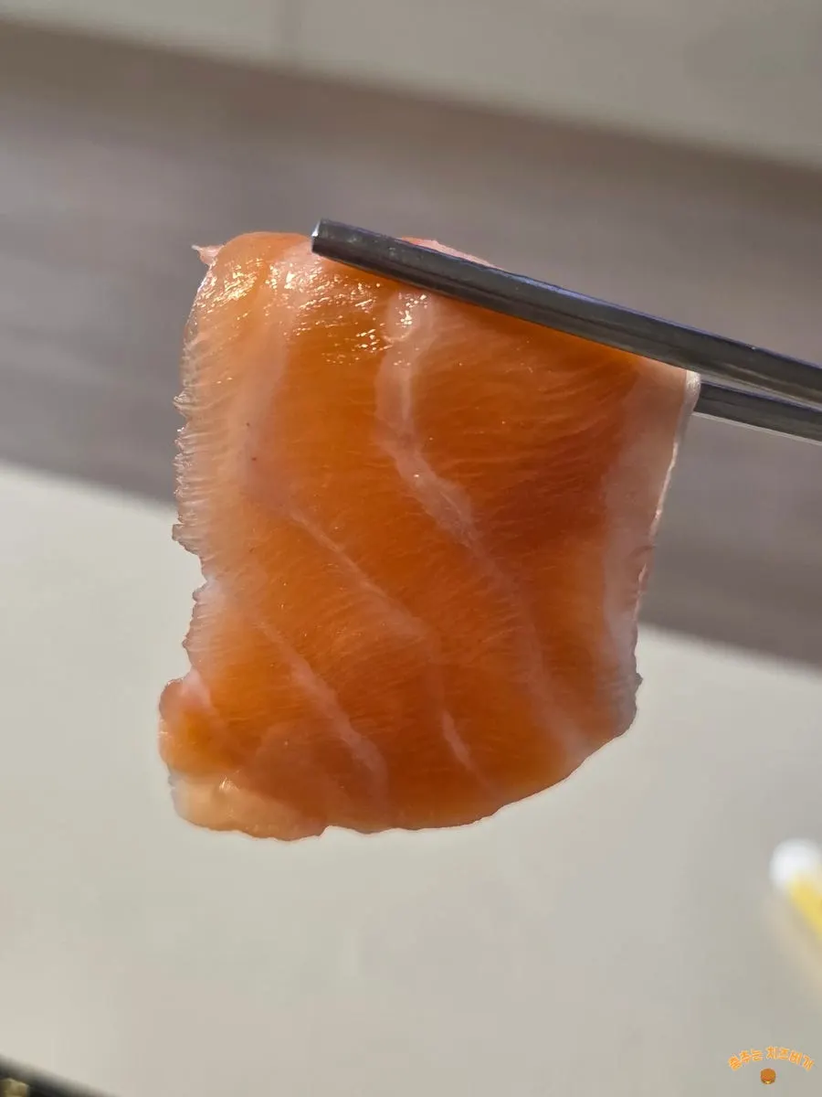 Close-up of chewy-textured raw fish sashimi
