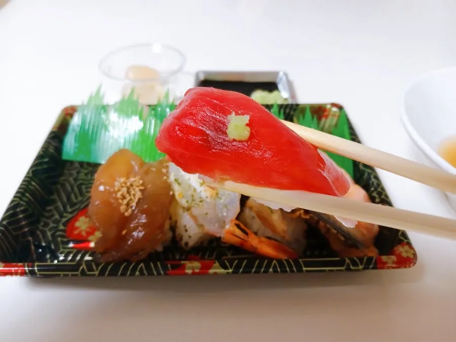 A piece of white fish sushi