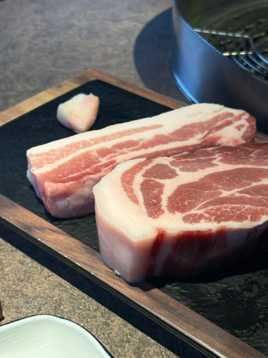 Cross-section of trimmed dry-aged pork