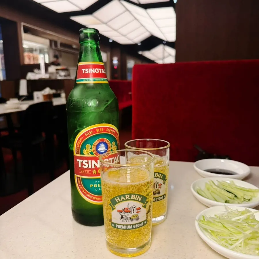 Tsingtao beer with Chinese dishes