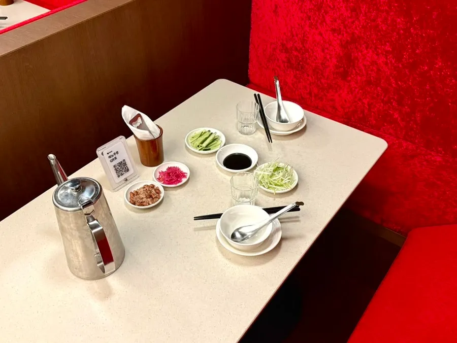 Table set up after a reservation at Mirim Yangjang Apgujeong