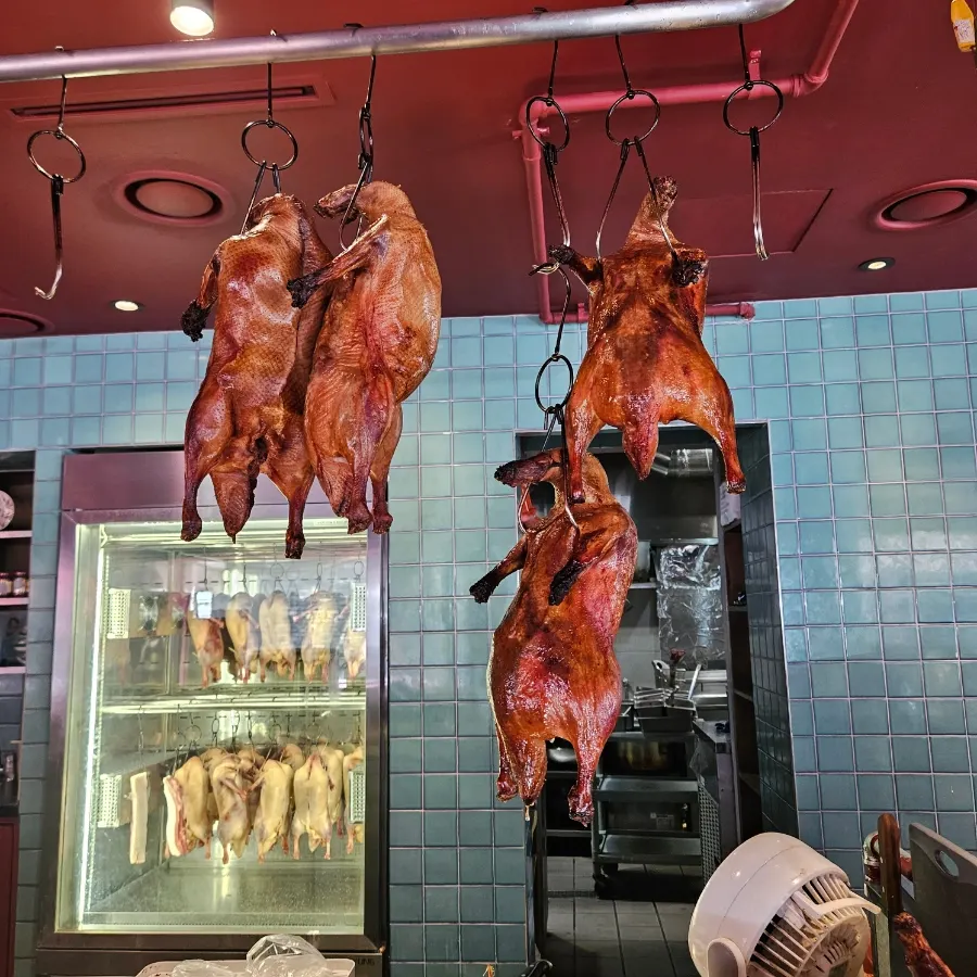 Eye-catching Peking duck display at the entrance