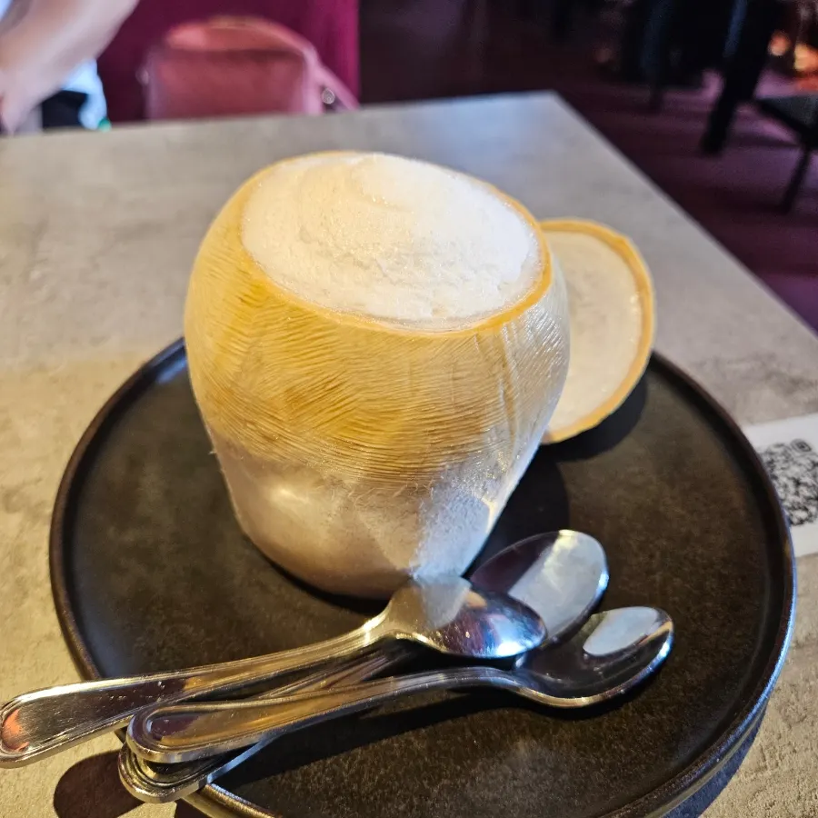 Coconut ice cream ordered for dessert