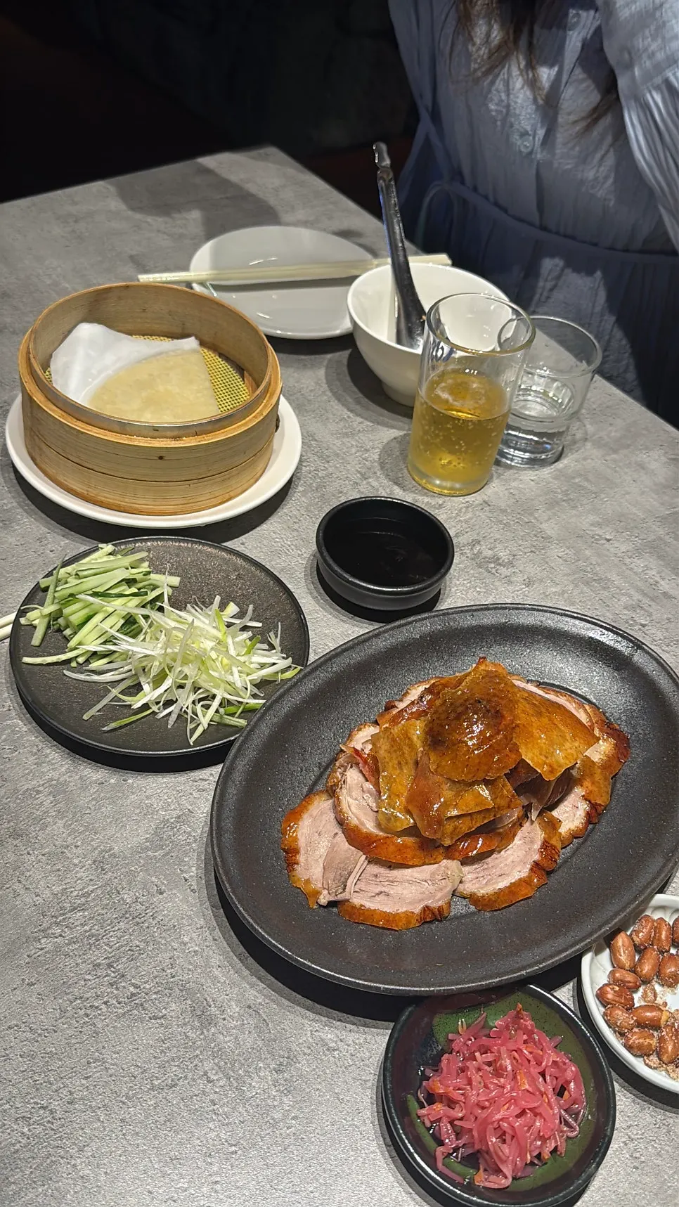 Vertical shot of the half Peking duck