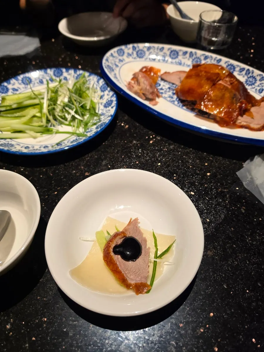 Finished Peking duck pancake wrap