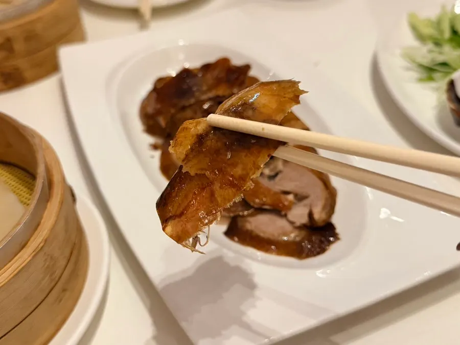 Peking duck meat sliced into easy-to-eat pieces