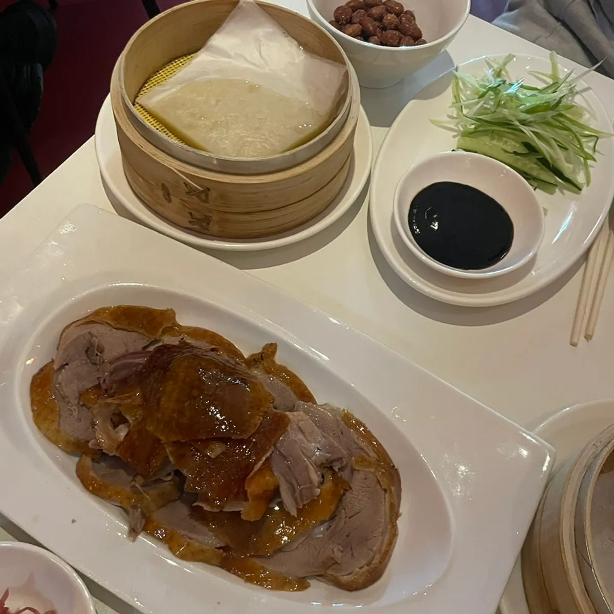 Plated half Peking duck at Mirim Yangjang Seolleung Branch