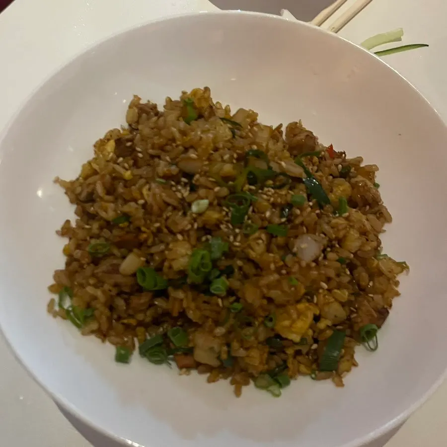 Duck fried rice made with chopped duck meat