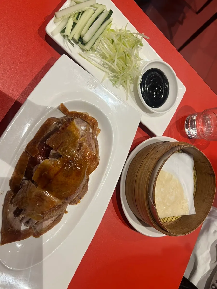 Peking duck meat and crispy skin at Mirim Yangjang