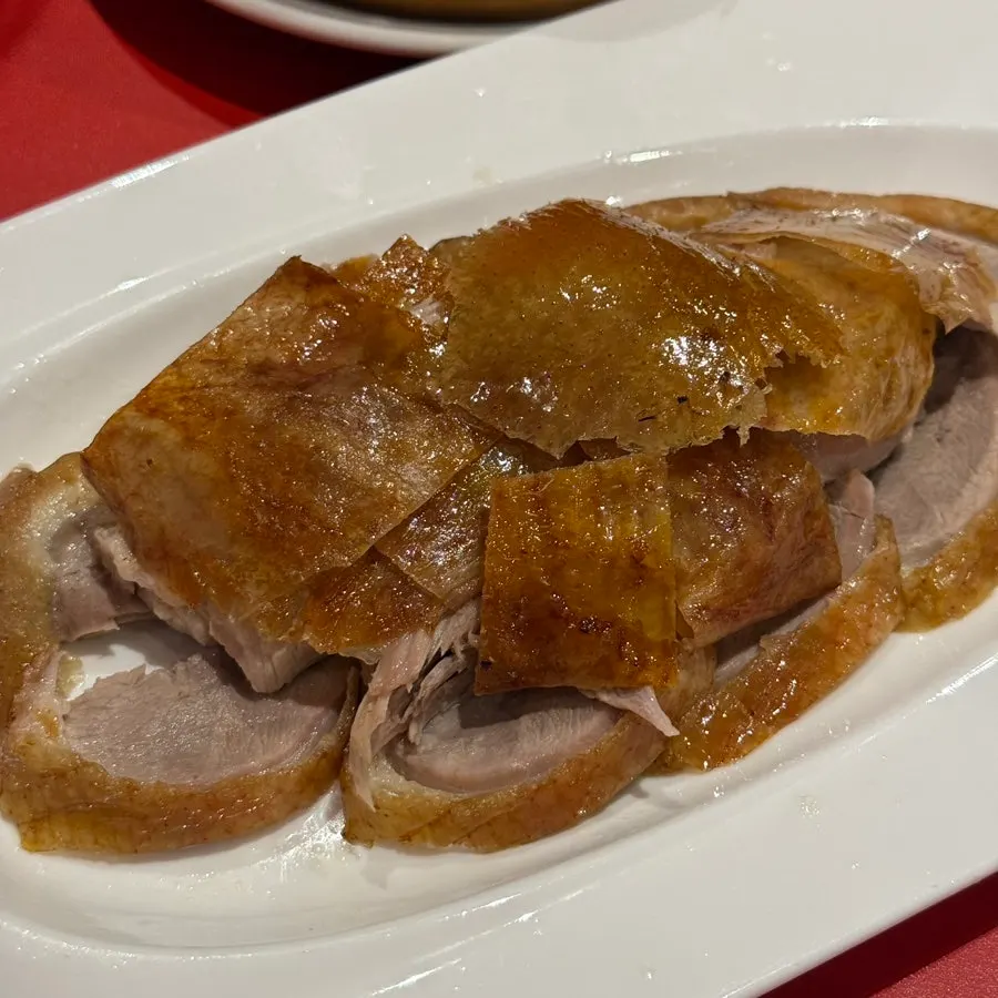 A glistening plate of Mirim Yangjang's Peking duck