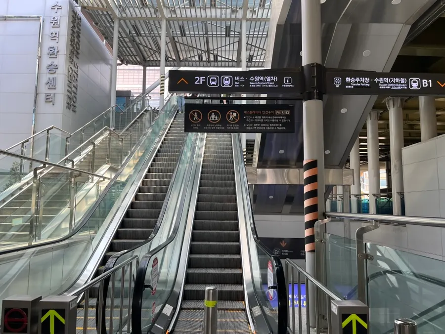 Escalator up to the Suwon Station transfer center