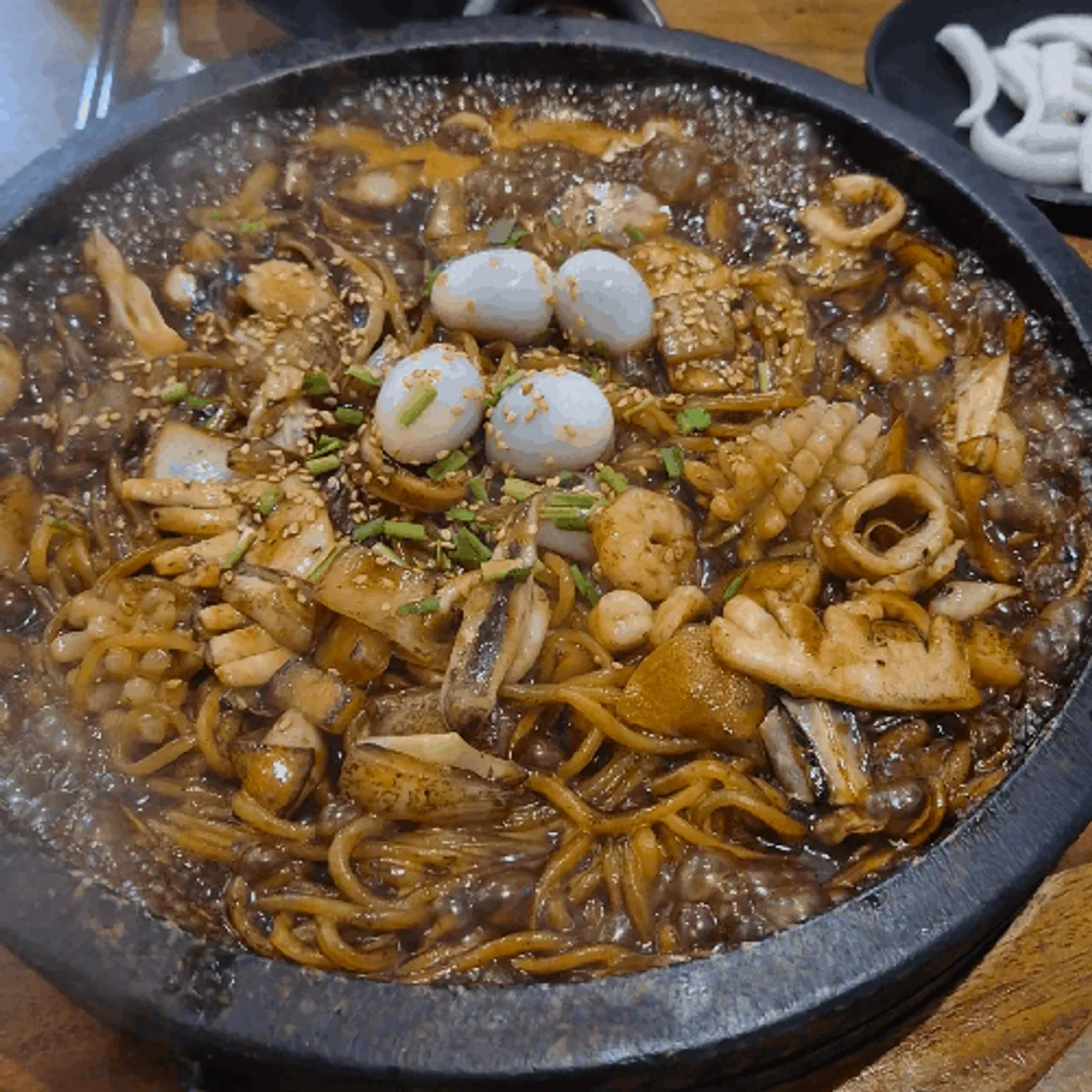 Sizzling dol-jjajang served fresh
