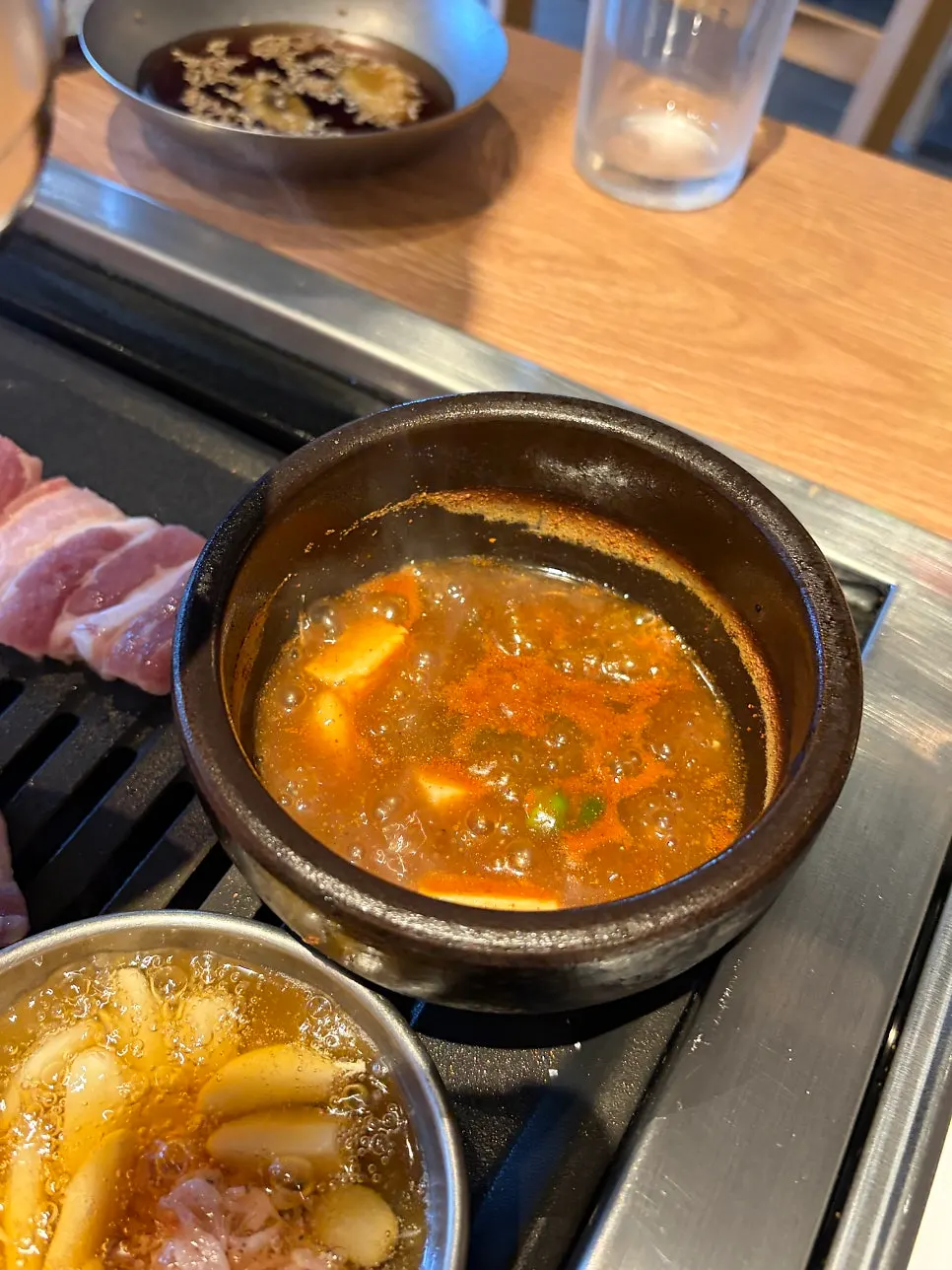 오겹살과 소금 양념 와사비