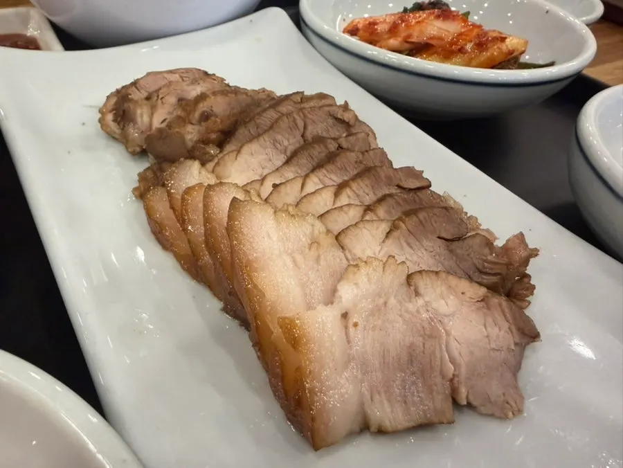 Plate of warm steamed pork