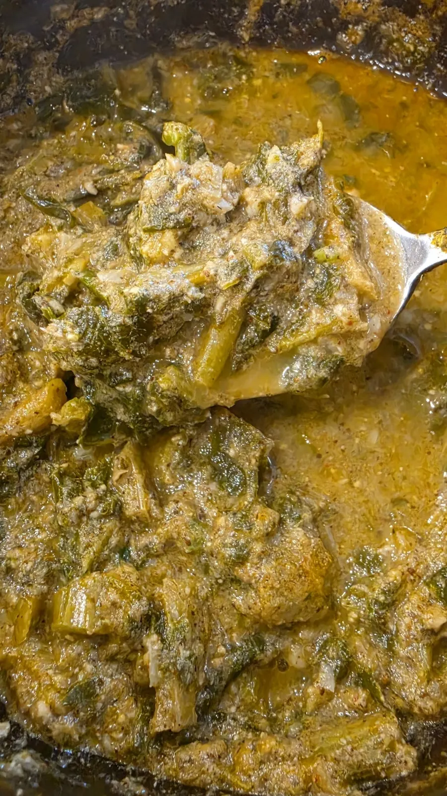 A bowl of thick Namwon-style sanghwang loach soup
