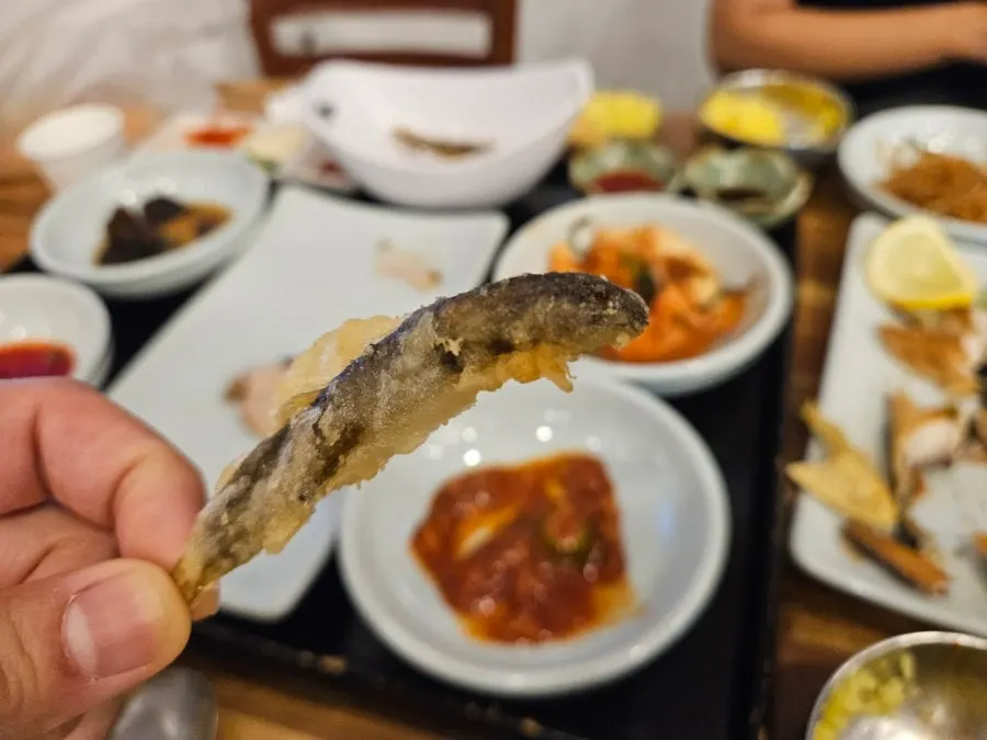 A spread with both pork and grilled mackerel