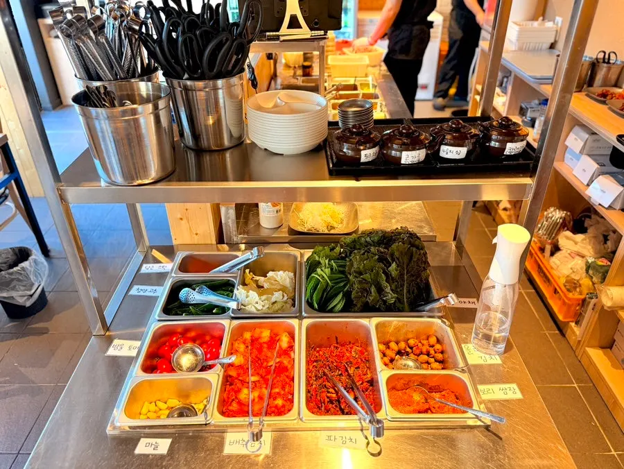 Neatly arranged self-service bar corner