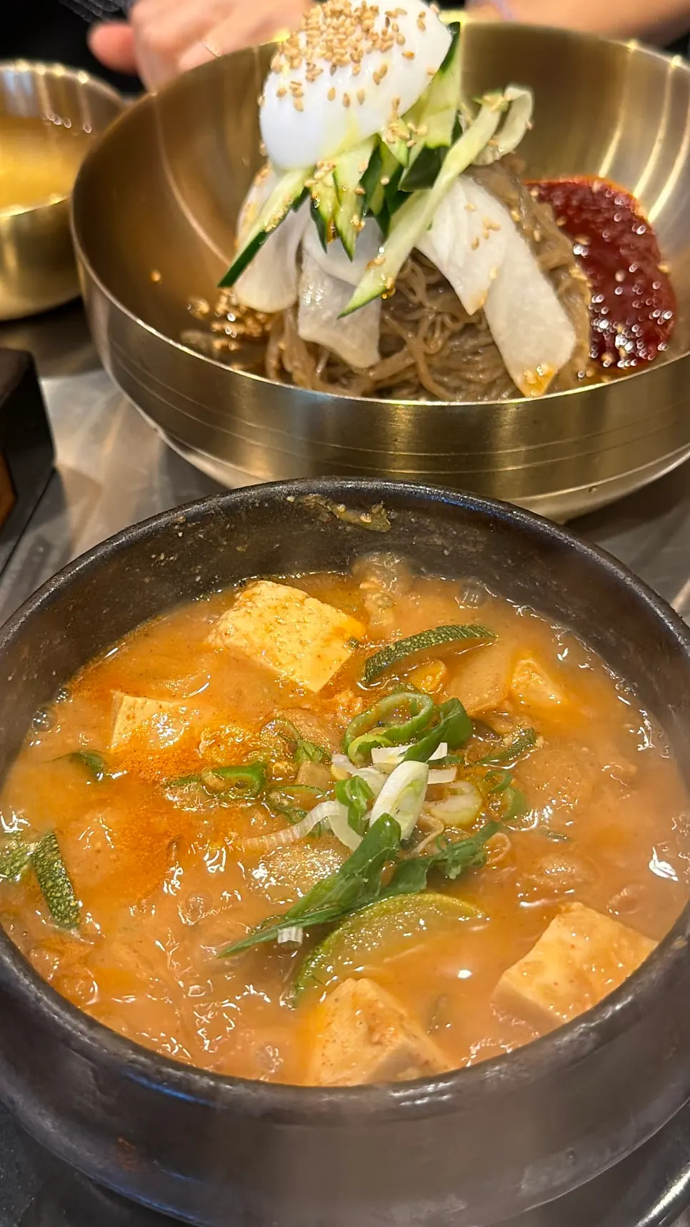 Meat with white rice and soybean paste stew