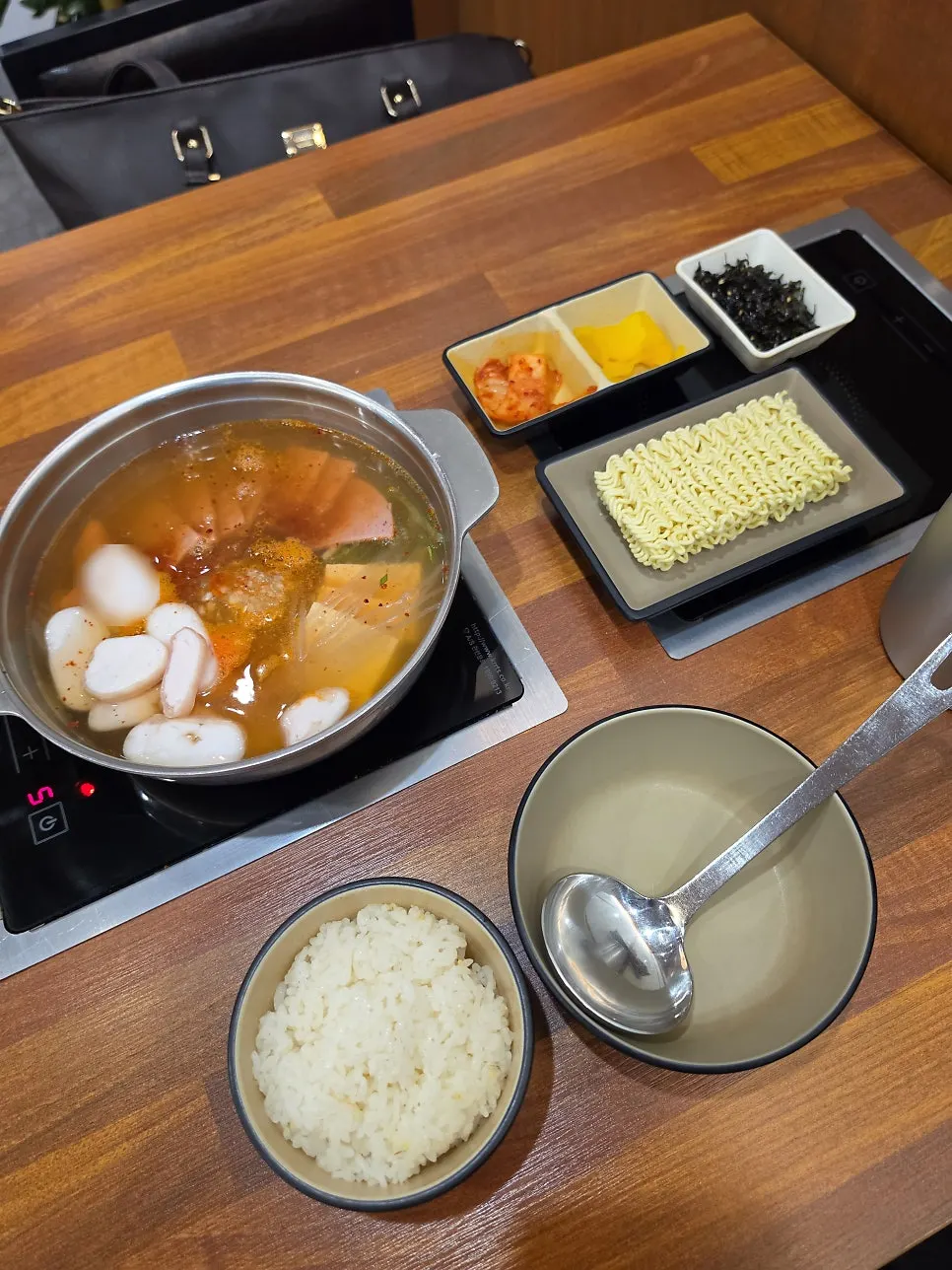 Full Korean beef intestine budae jjigae order