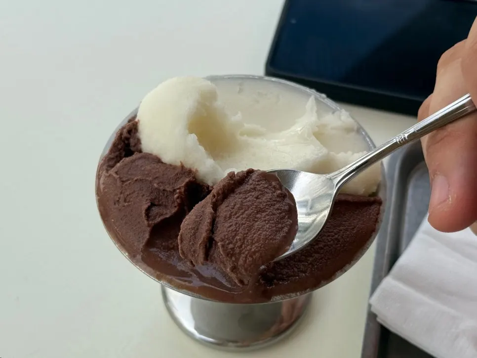 Jeju lemon sorbet and chocolate ice cream