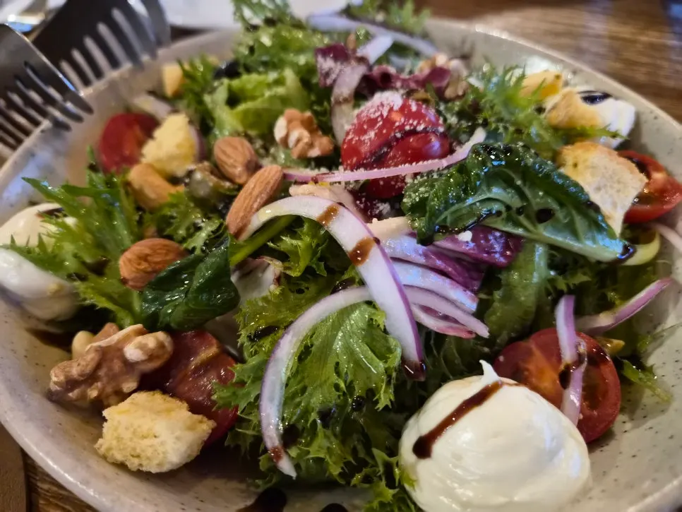 The ricotta cheese salad, the first dish served