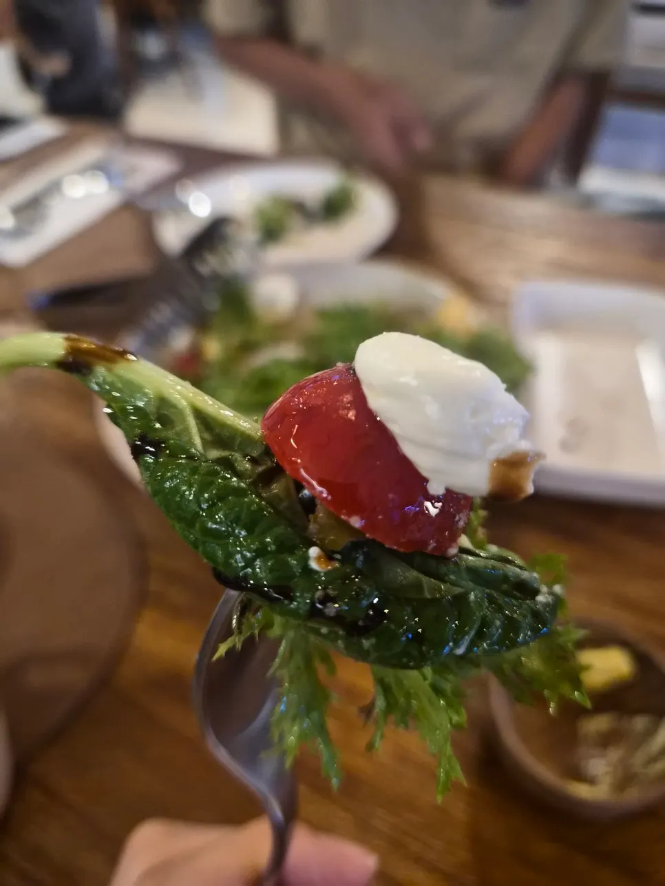 Close-up of Bokkeriu's ricotta cheese salad