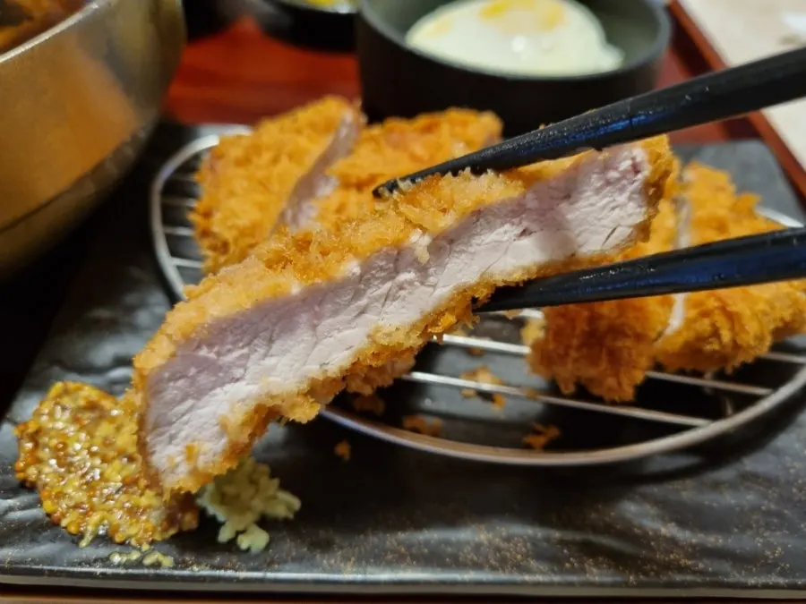 Tonkatsu eaten alongside udon broth