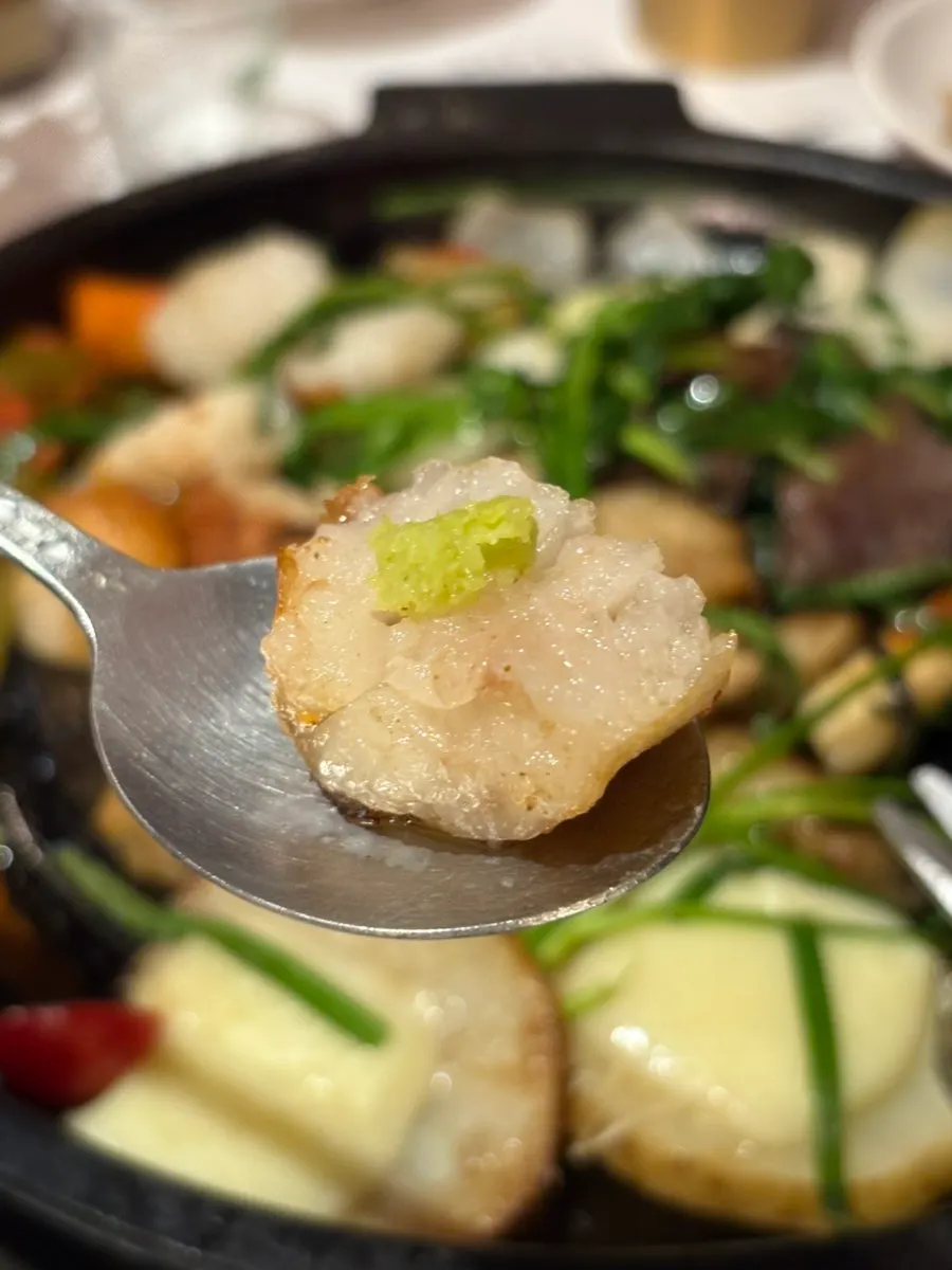 A piece of the signature grilled milk-daechang