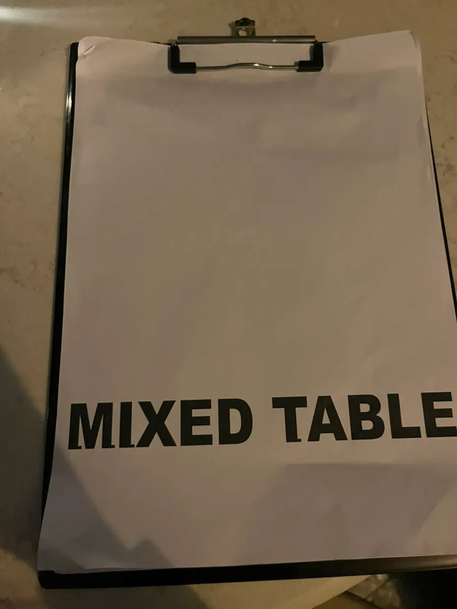 Mixed Table menu board