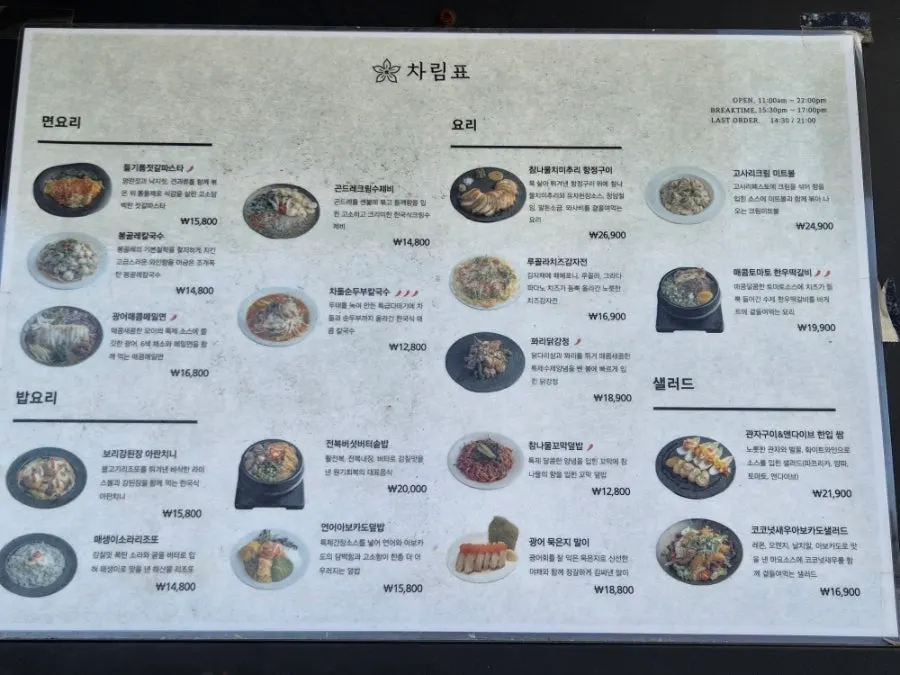 Menu board placed at the store entrance