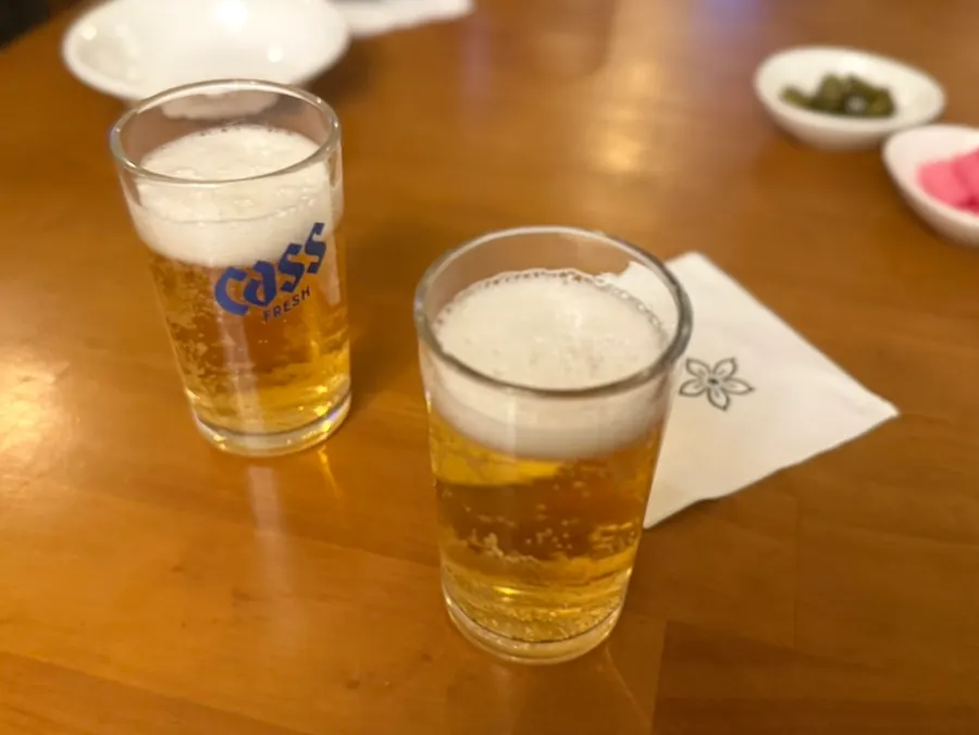 A cold glass of Cass beer
