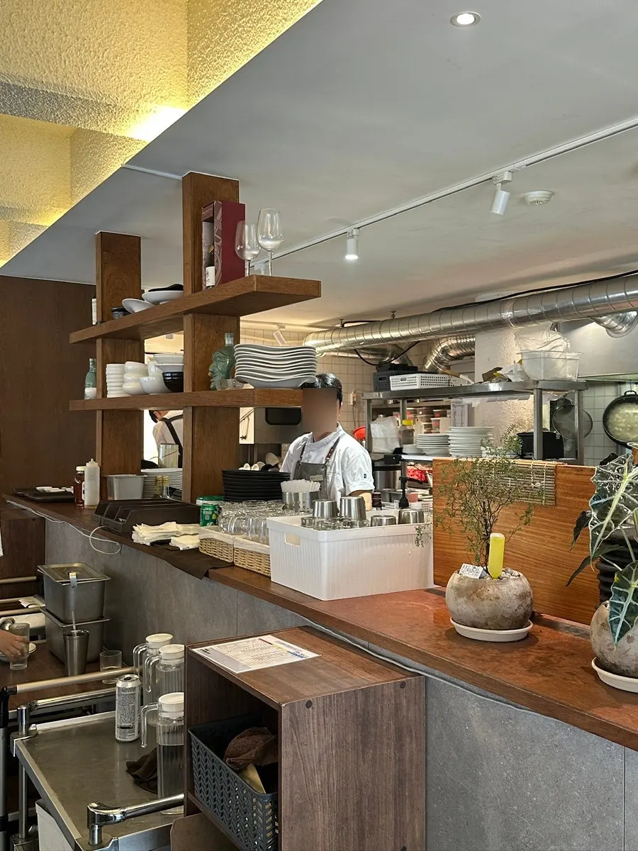 Open kitchen on one side of Moa Gangnam