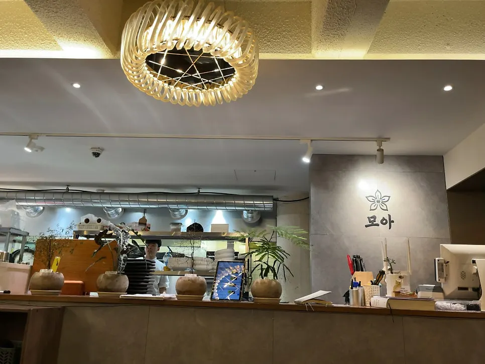A table set with food at Moa Gangnam