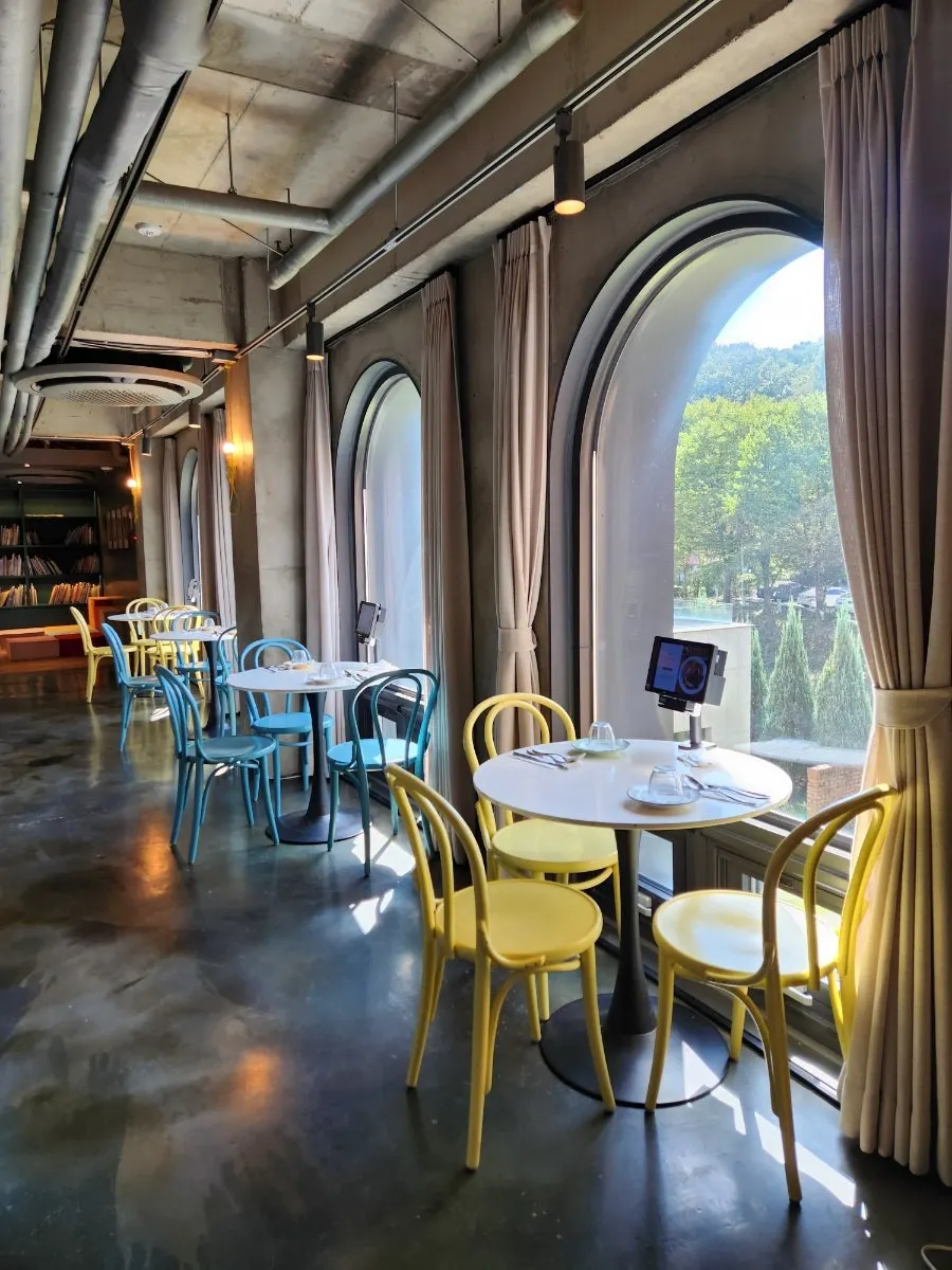Seating under soft cloud lighting