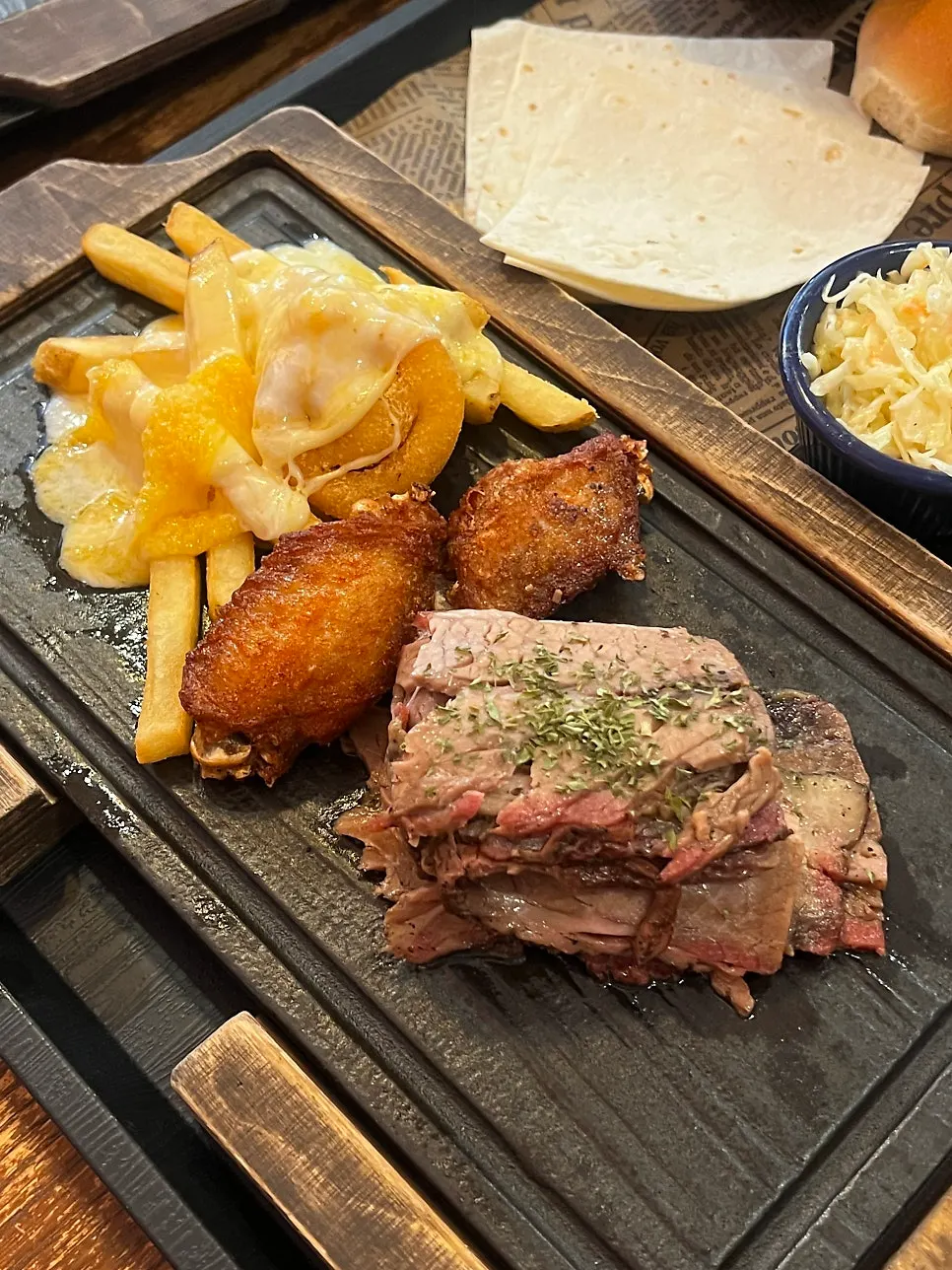 Thick brisket cooked medium-rare