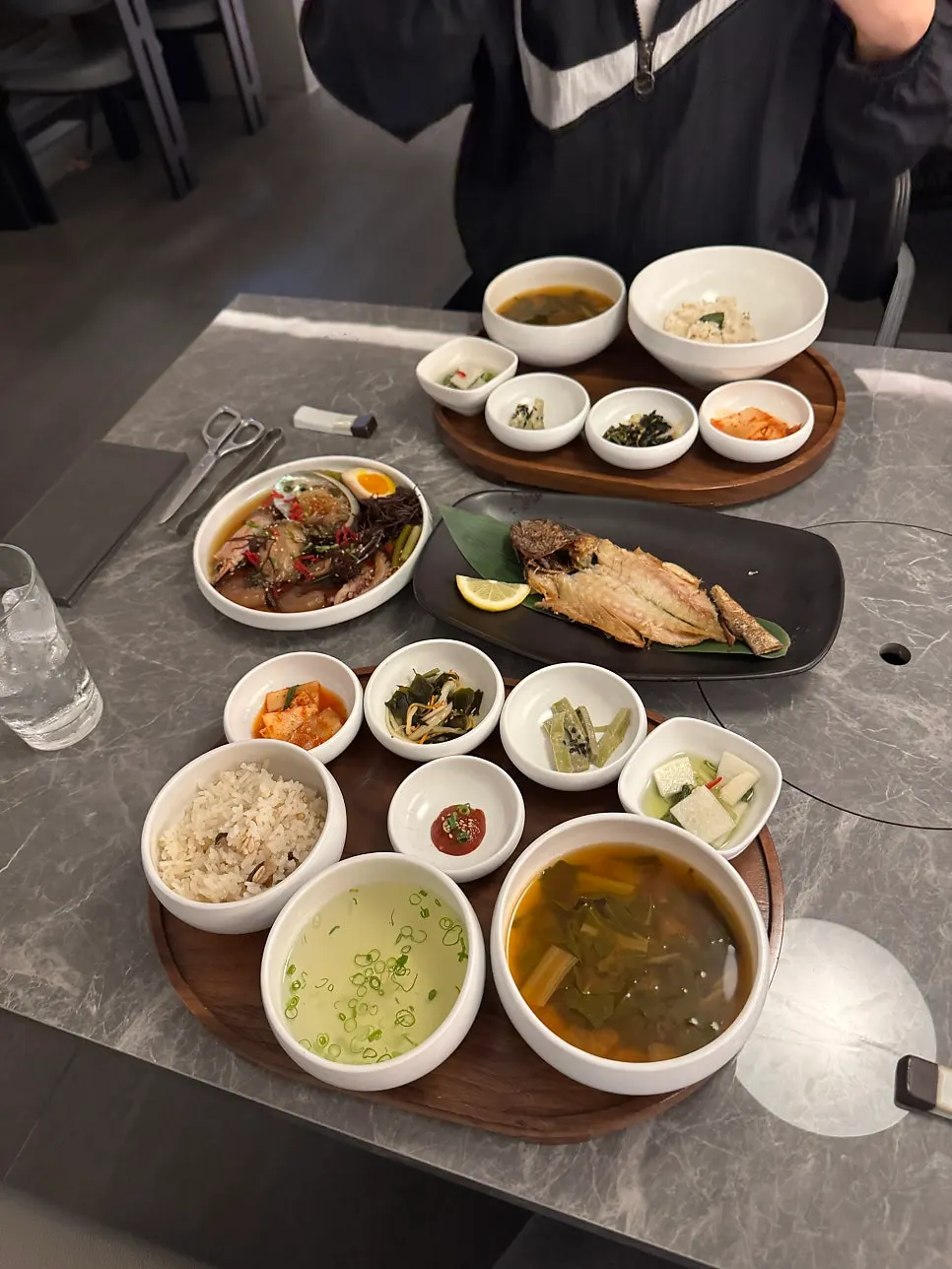 A bowl of gamtae butter rice topped with seafood jang
