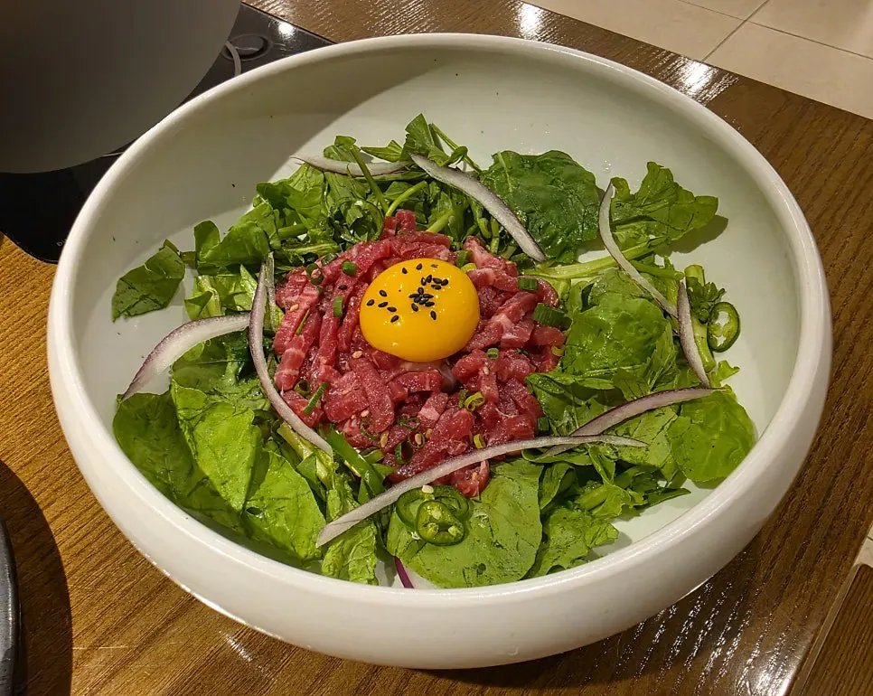 Minari Korean beef yukhoe bibimbap set at Modam Urban
