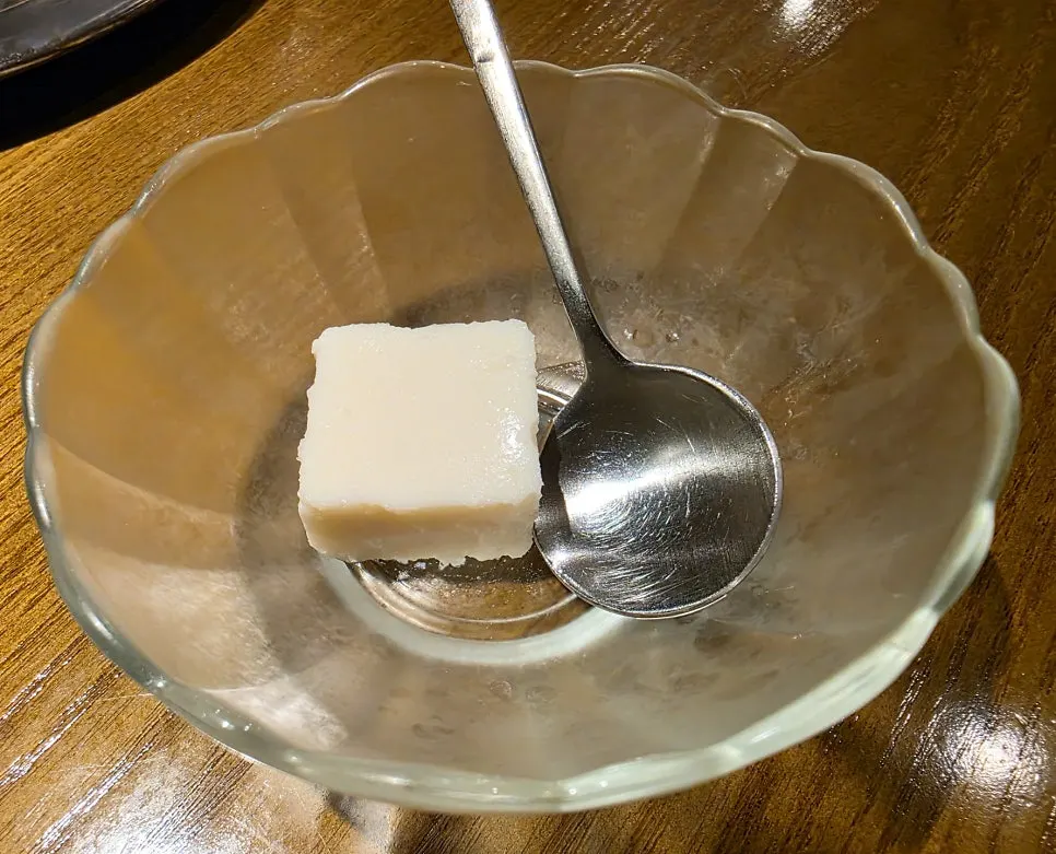 Milk pudding dessert served after the meal