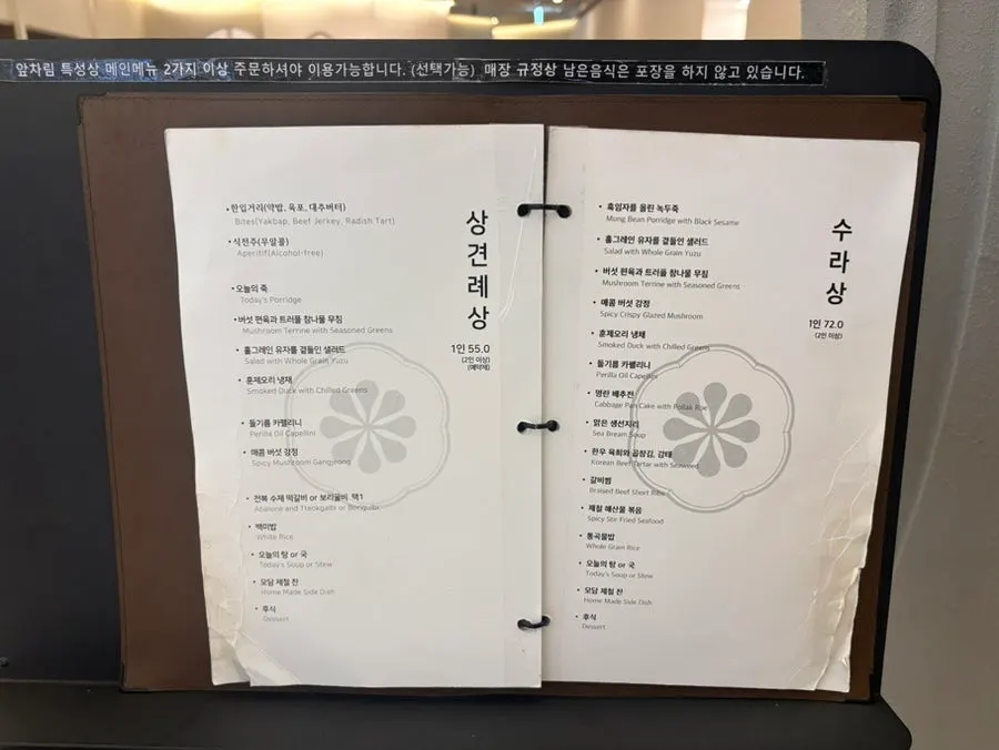 Menu board placed near the entrance