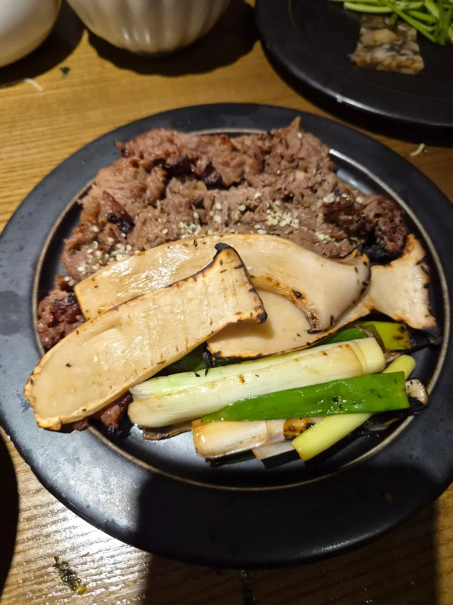 Thinly grilled baesak bulgogi served at Modam Urban