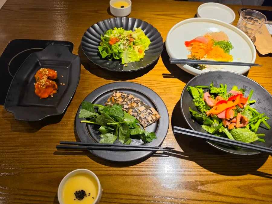 A refined spread of the six appetizers