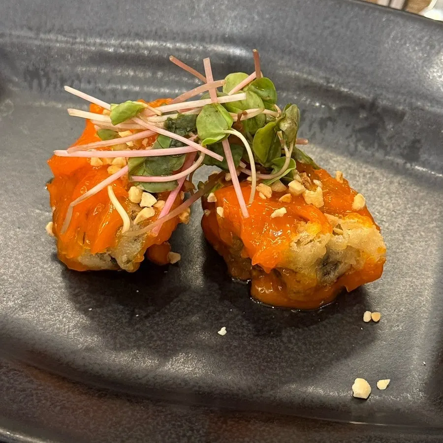 Freshly fried spicy mushroom gangjeong