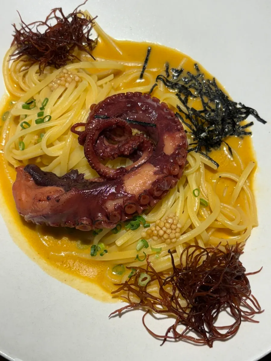 Crab broth octopus pasta at Modam Urban