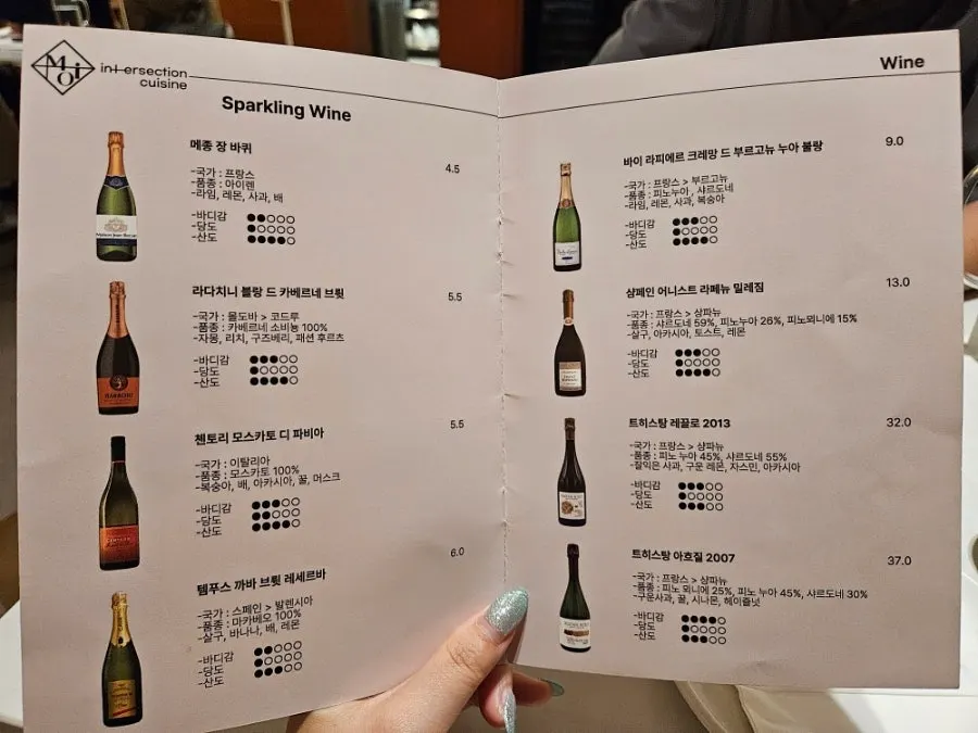 모와 파스타와 리소토 메뉴판