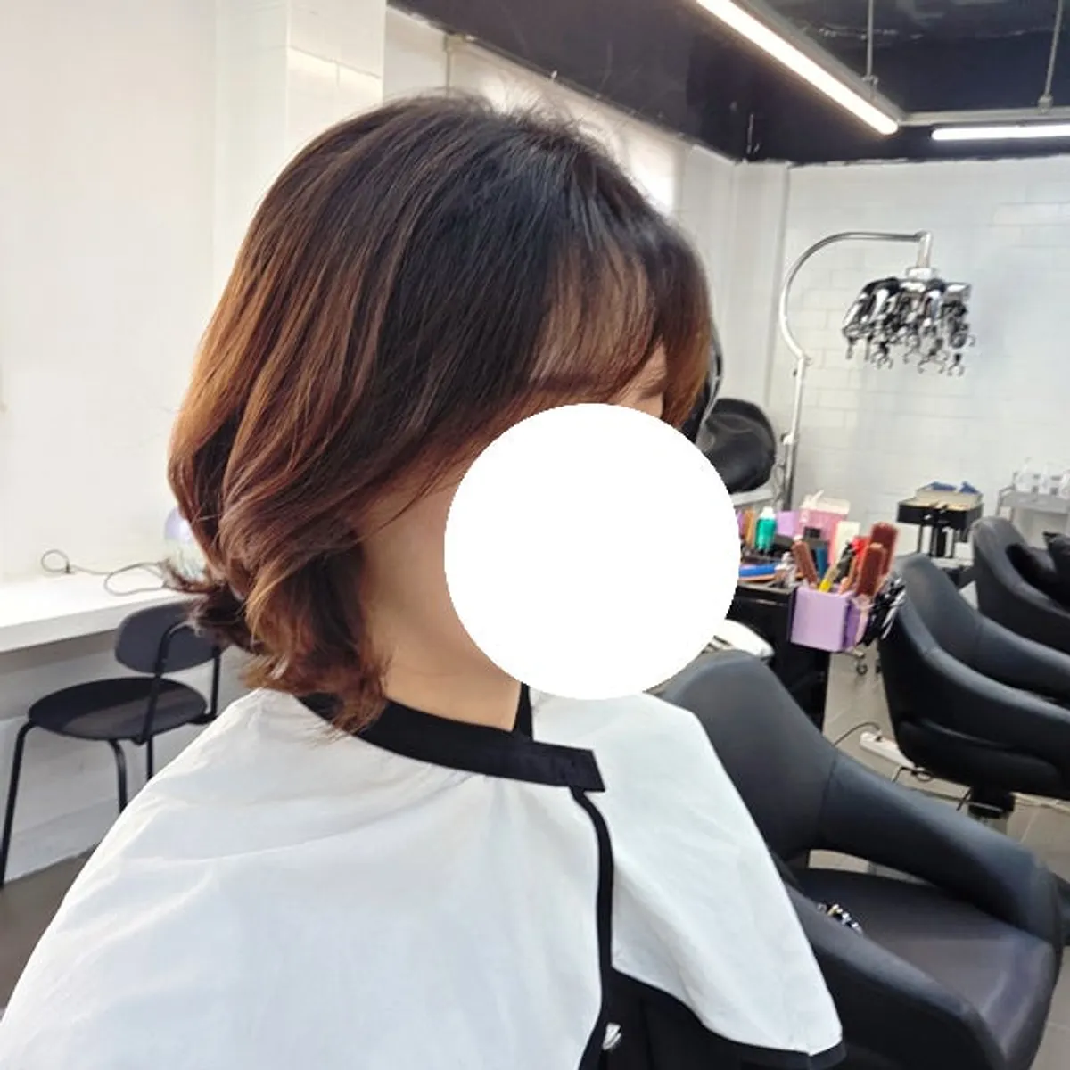탱글한 컬이 잡힌 단발 레이어드 펌 결과