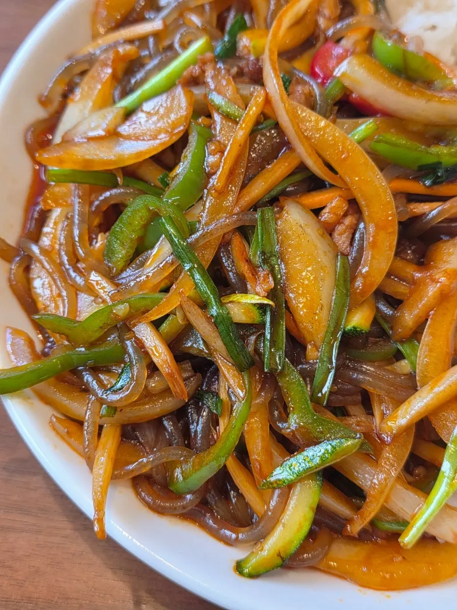 Regular japchae rice with a chili-oil aroma